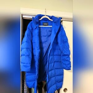 Lands' End Blue Long Down Winter Coat Puffer - L (14-16)